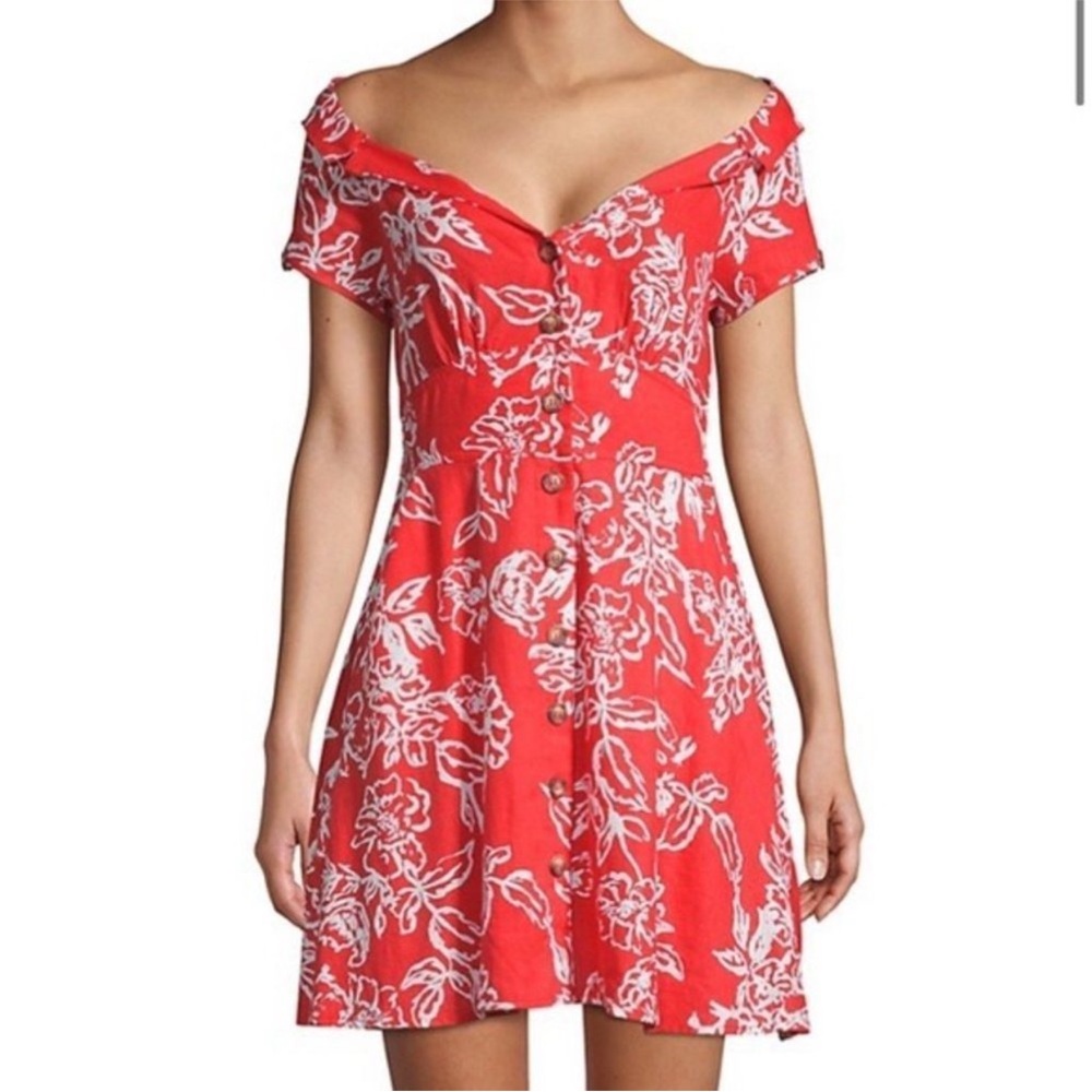 Free People Red Floral Mini Dress